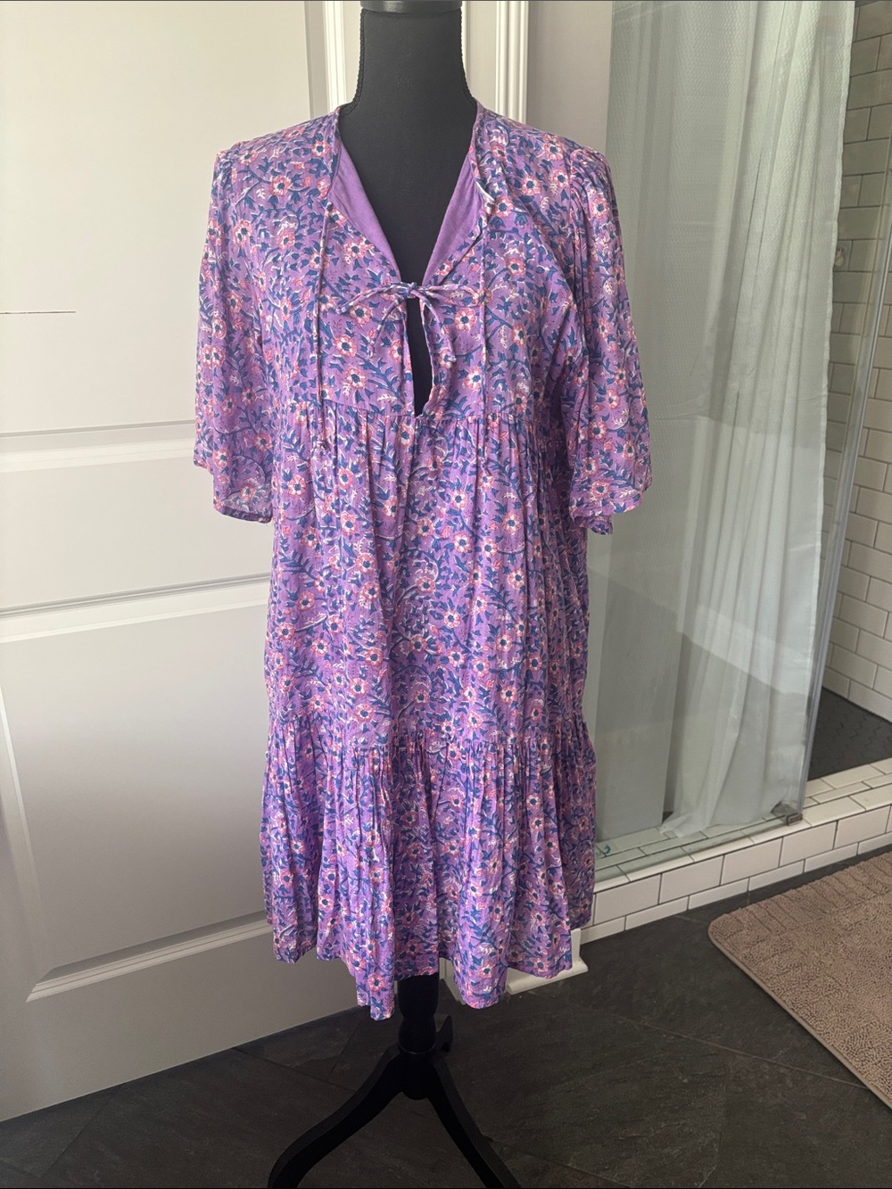 Emerson Fry NWOT Lavender Floral Tiered Boho Dress